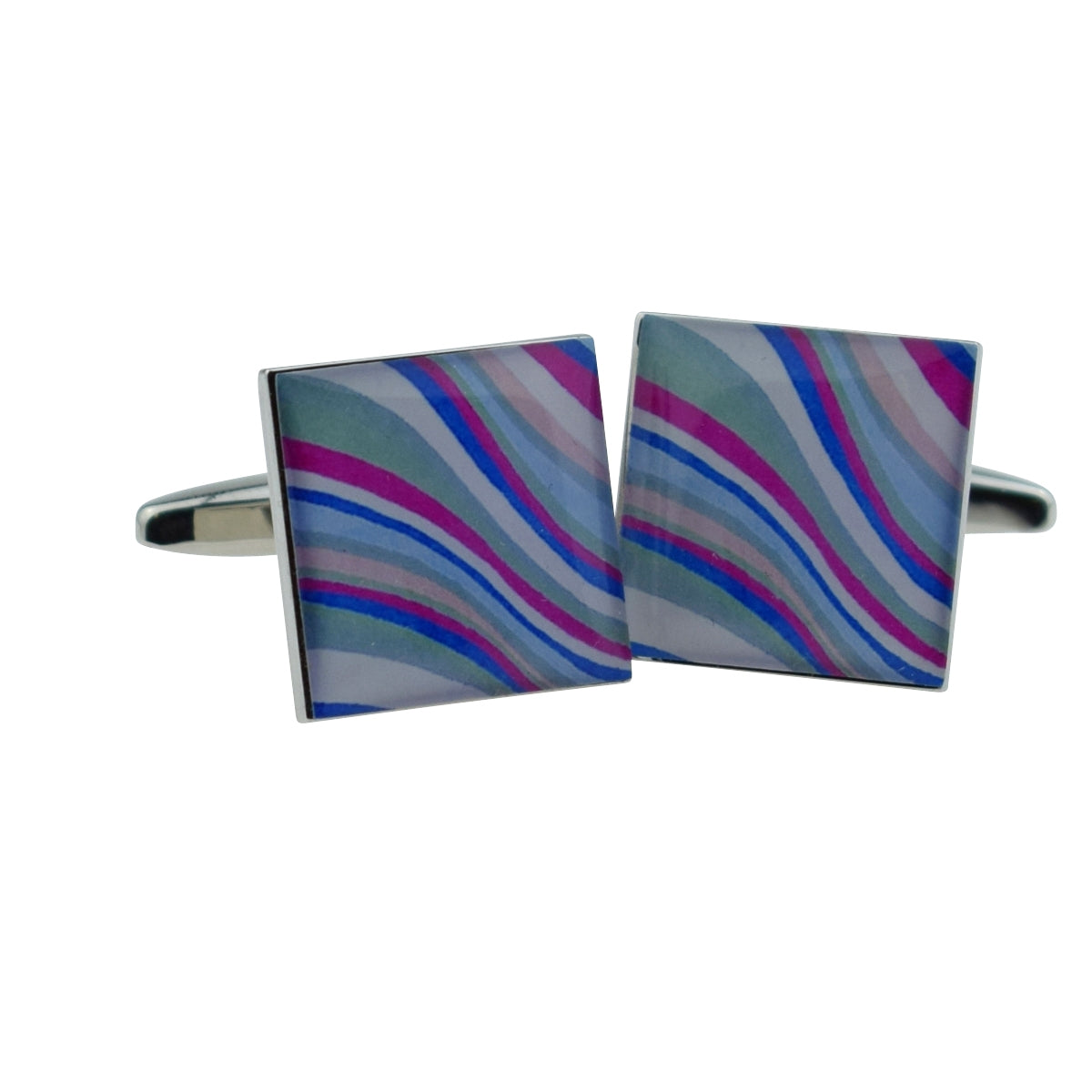 Blue Multicoloured Swirly Pattern Fashion Cufflinks | Ashton and Finch