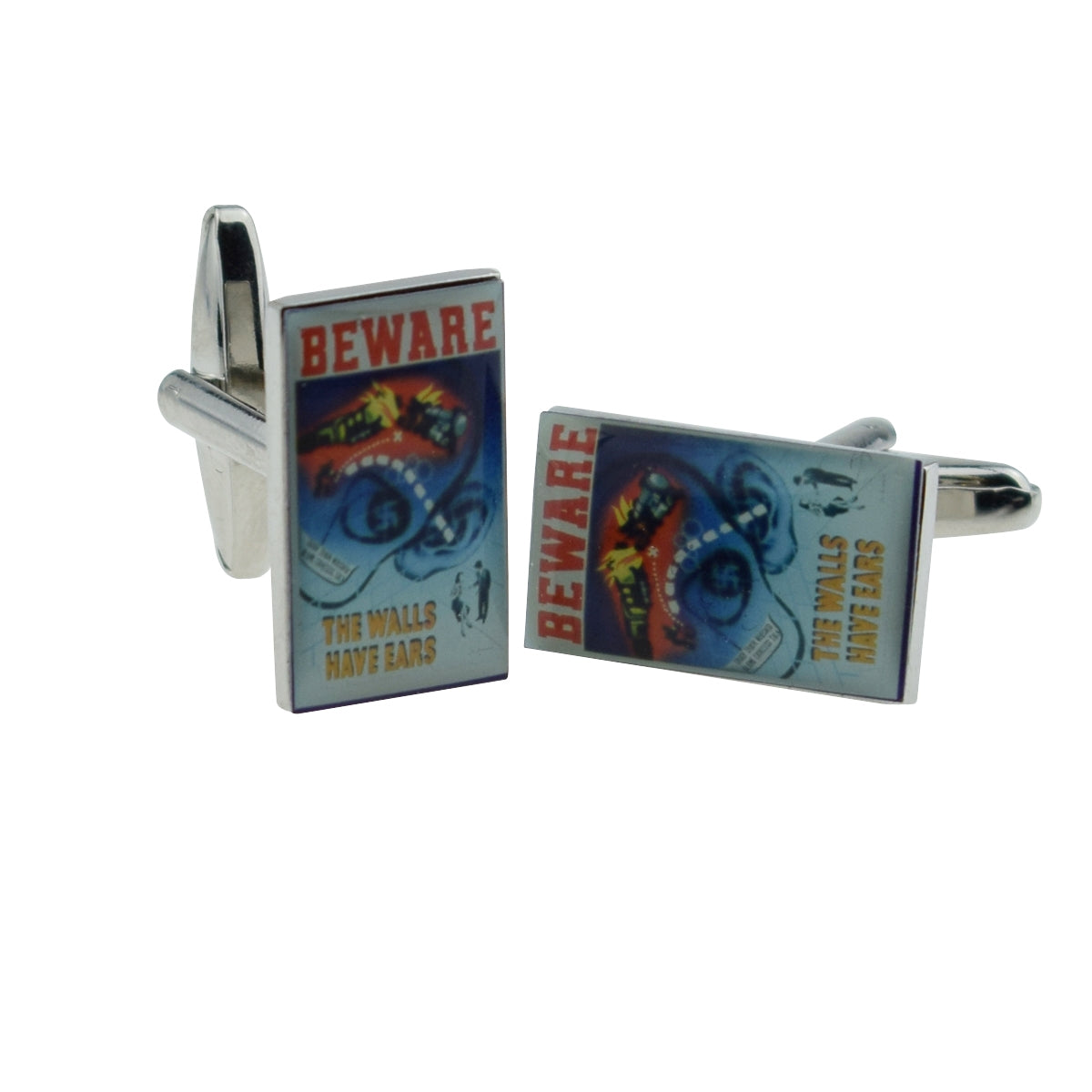 Beware the Walls Have Ears Nostalgic Wartime Poster Cufflinks | Ashton and Finch