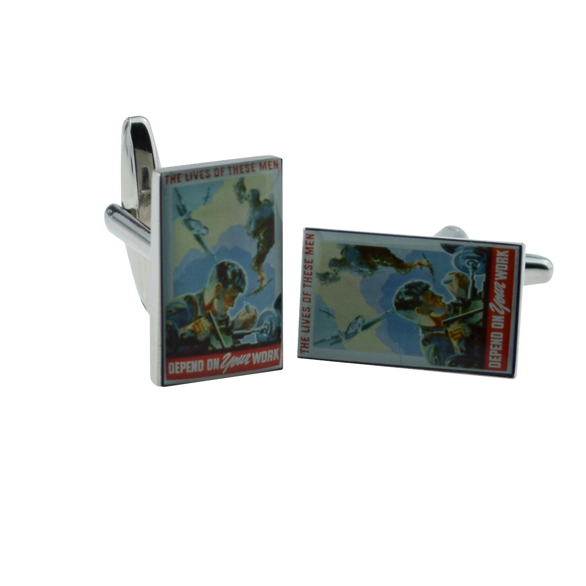 The Lives of these Men.. Nostalgic Wartime Poster Cufflinks | Ashton and Finch