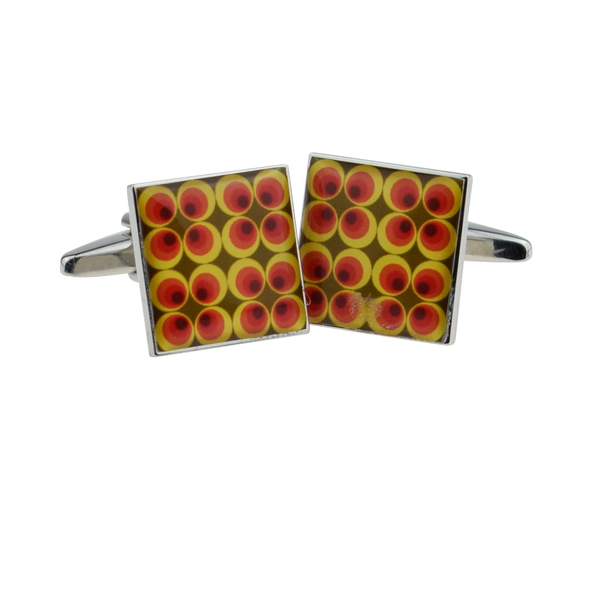 Funky Retro Red Yellow and Brown Pattern Cufflinks | Ashton and Finch