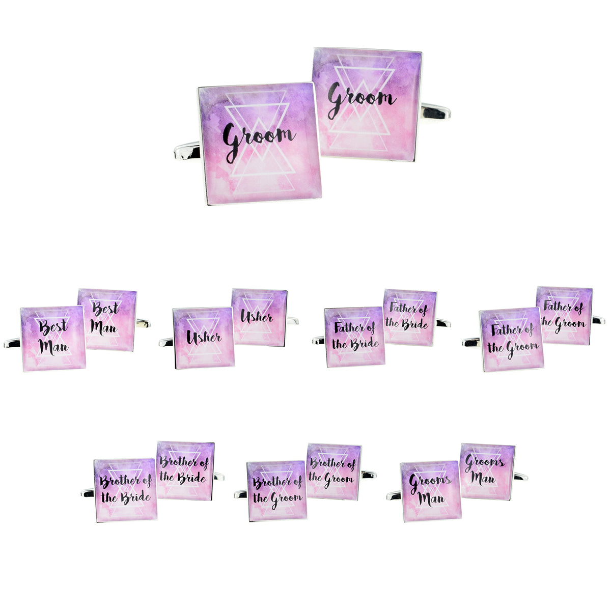 Purple & Pink Contemporary Pattern Wedding Cufflinks | Ashton and Finch