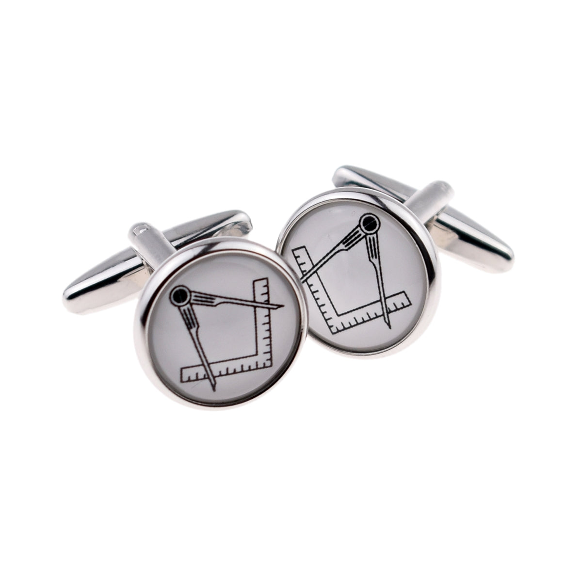 White Masonic No G Round Cufflinks | Ashton and Finch