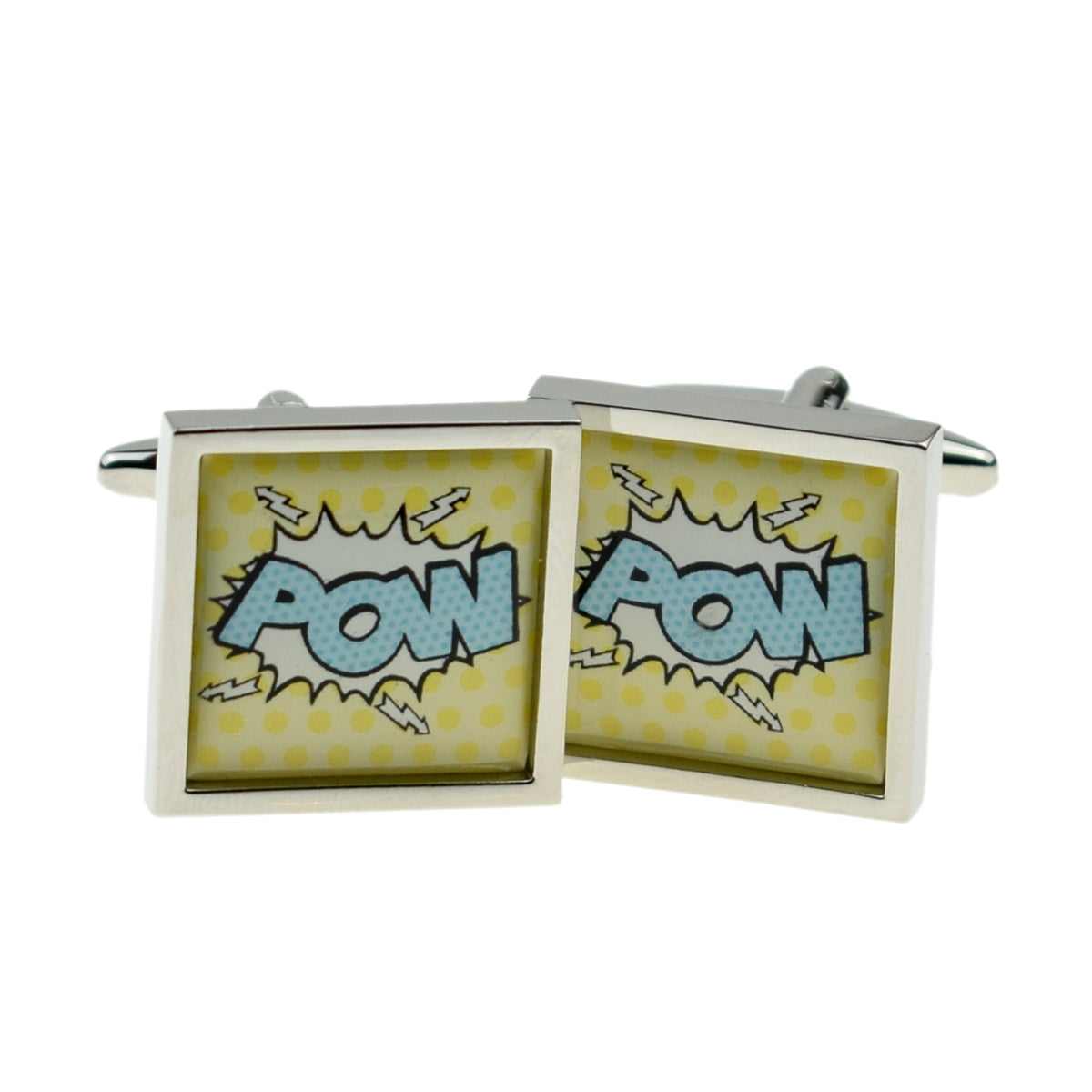 Pow Cartoon Style Bordered Square Cufflinks | Ashton and Finch