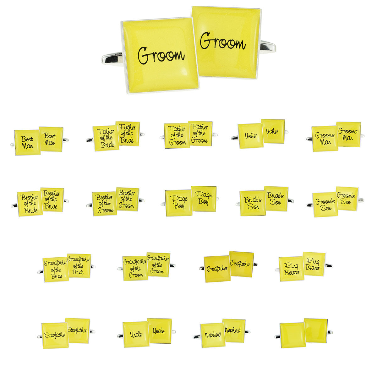 Bright Yellow Square Wedding Cufflinks | Ashton and Finch