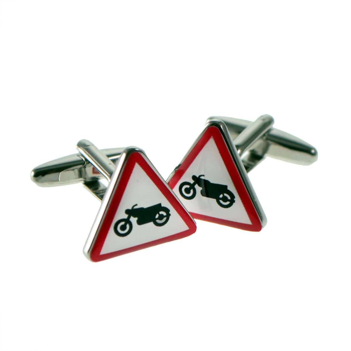 Warning Triangle Sign Motorbike Cufflinks - (X2AJ443) | Ashton and Finch
