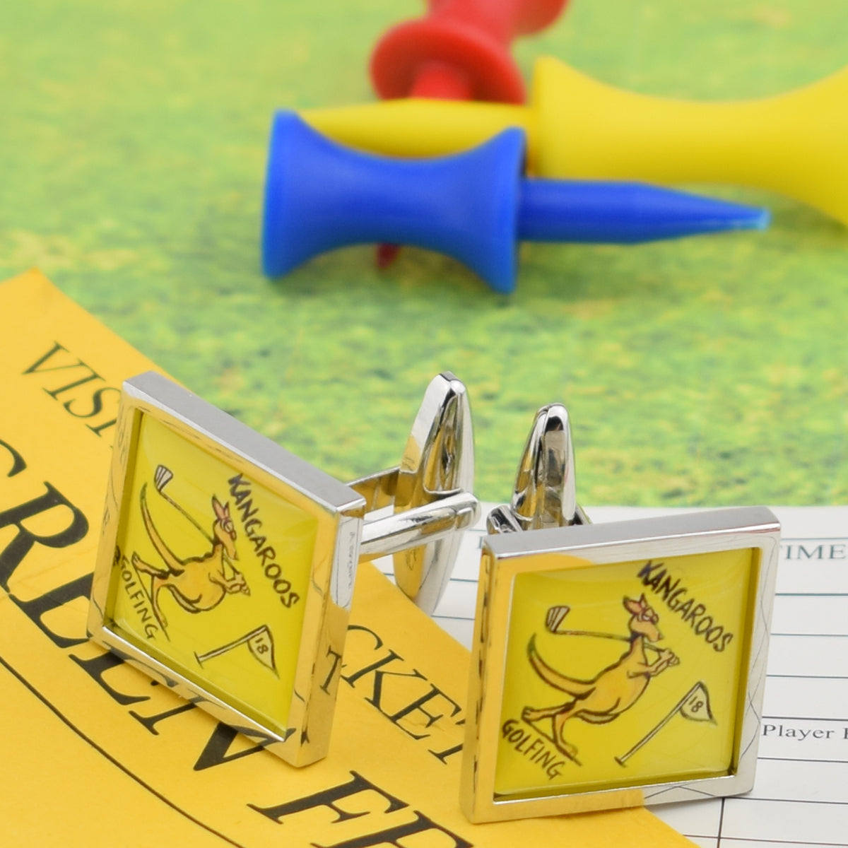 Beware Kangaroos Golfing Australia Cufflinks | Ashton and Finch