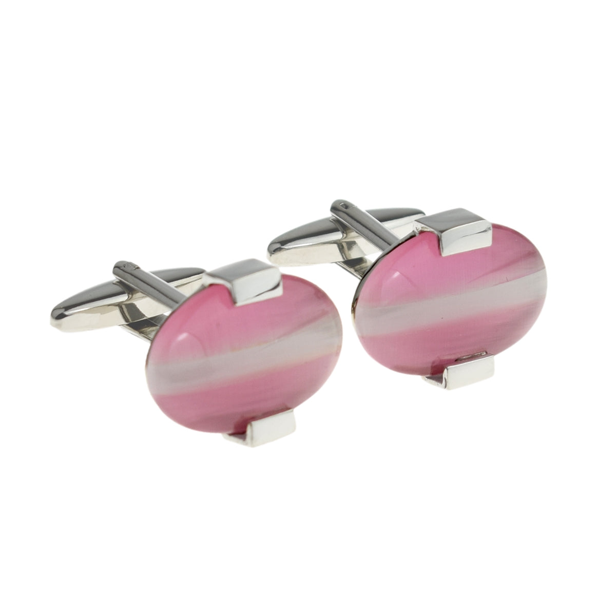 Pink & Chrome Oval Cufflinks | Ashton and Finch