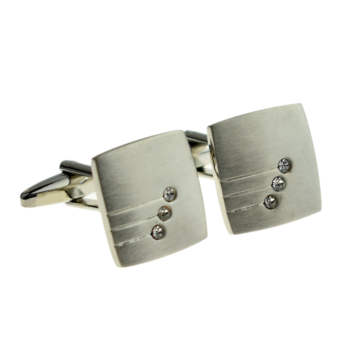 Triple Crystal with lines brushed finish Cufflinks | Ashton and Finch