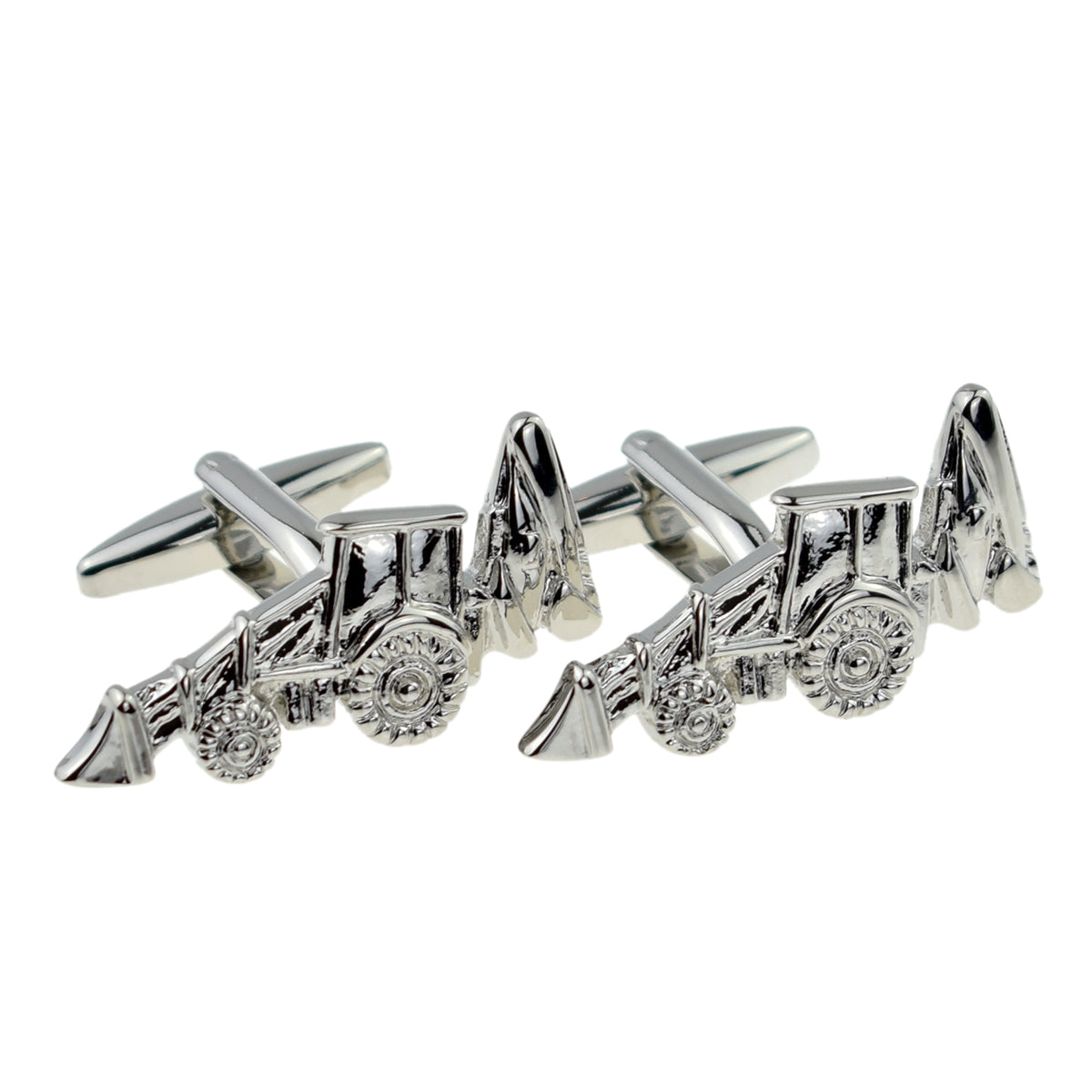 Rhodium Plated Excavator Tractor Digger Cufflinks | Ashton and Finch