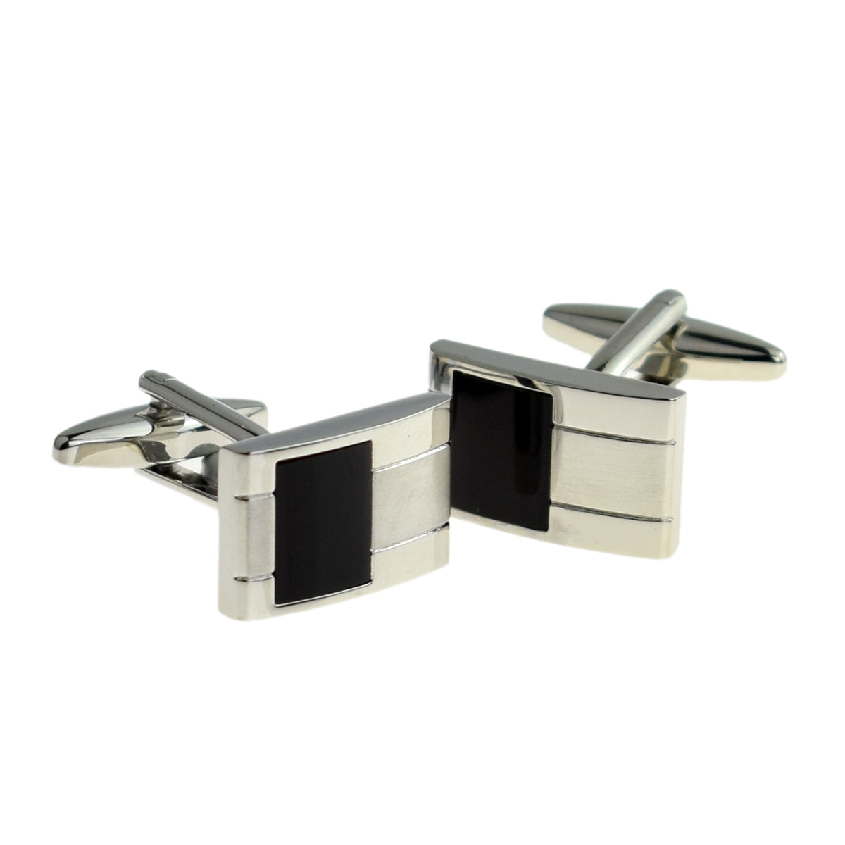 Black Insert Curved Classic Cufflinks | Ashton and Finch