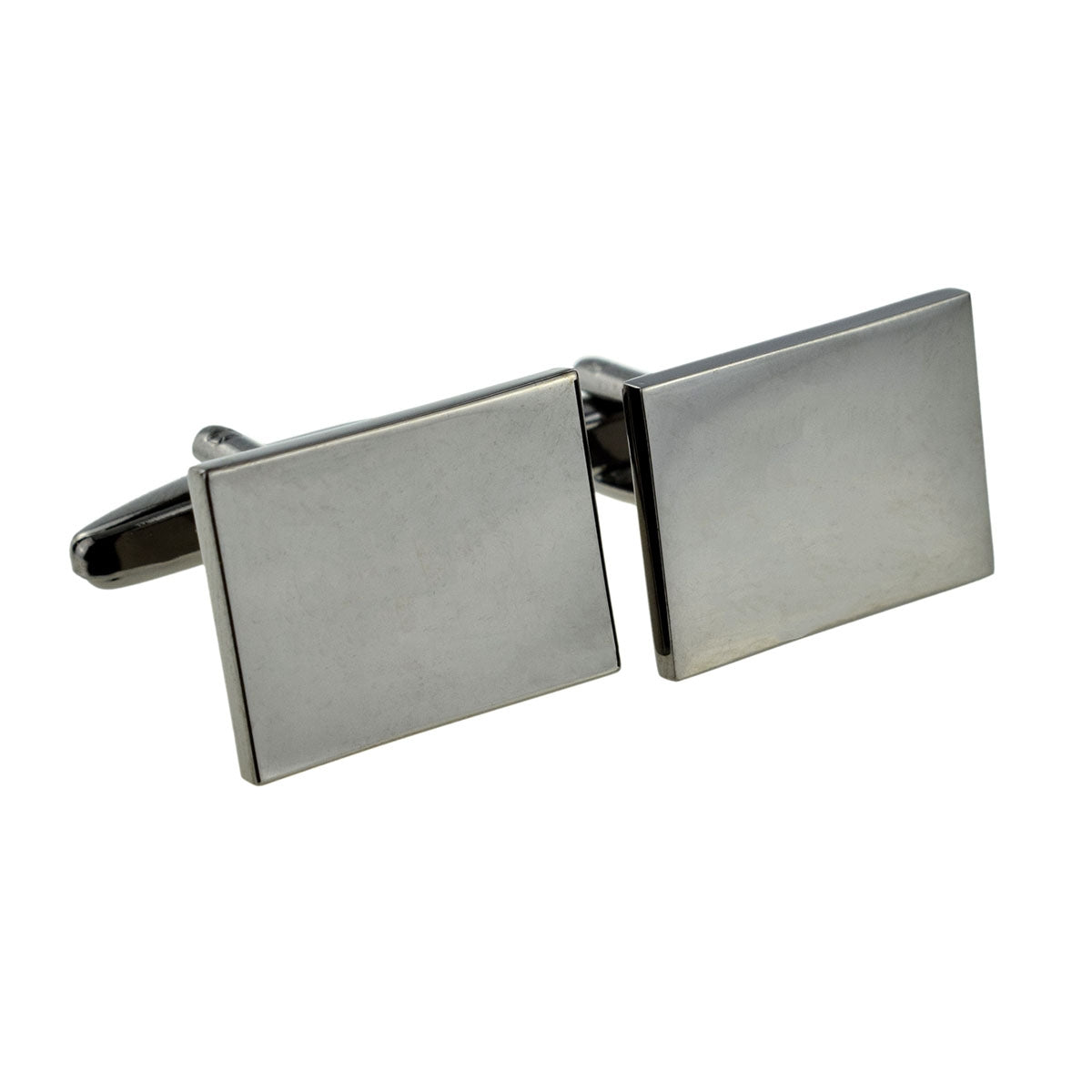 Plain Gunmetal Finish Rectangle Cufflinks (engravable 20 x 15mm) | Ashton and Finch