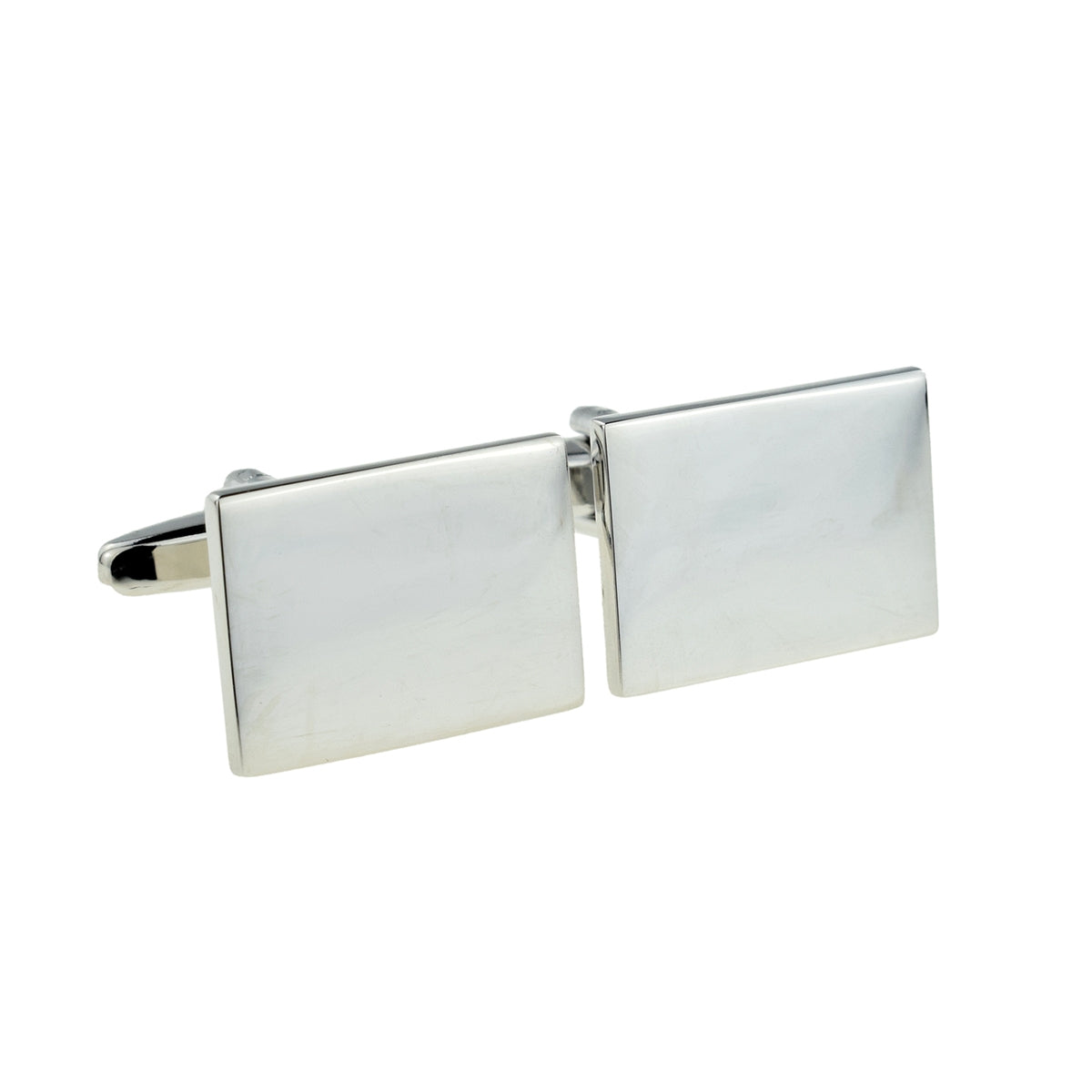 Plain Rhodium Plated Rectangle Cufflinks (engravable 20 x 15mm) | Ashton and Finch