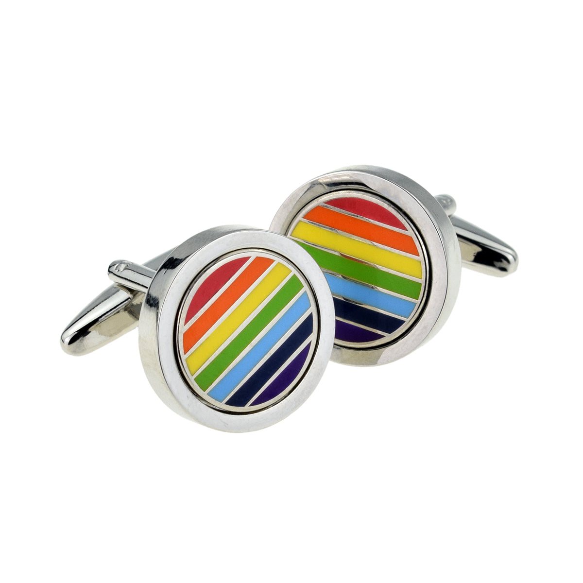 Round Rainbow Gay Same Sex Cufflinks | Ashton and Finch