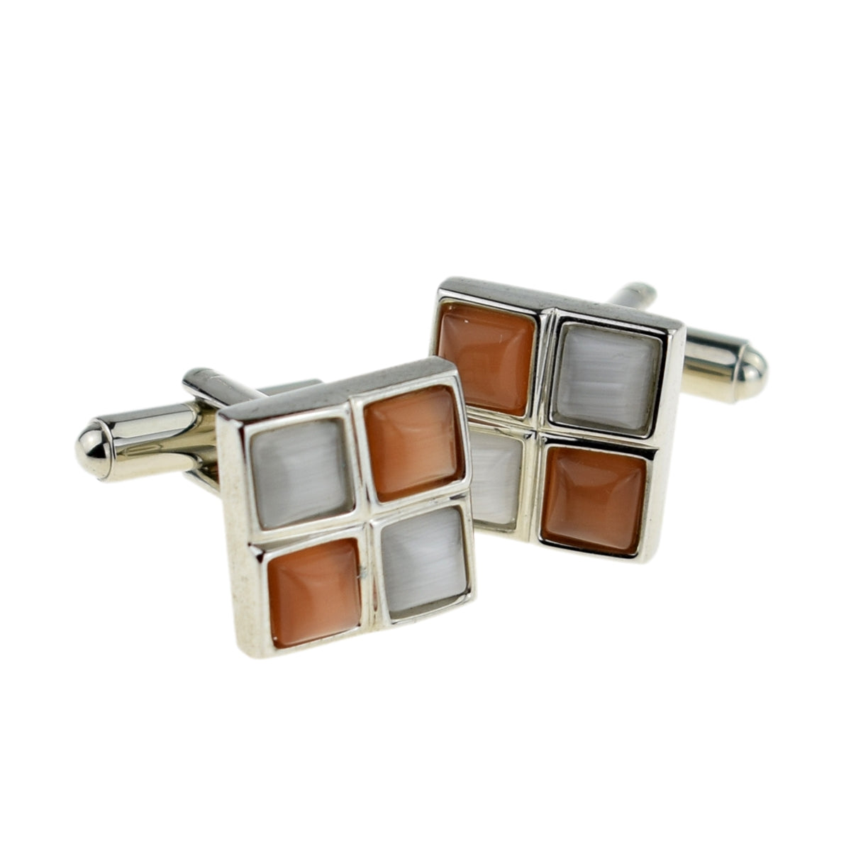 Orange and silver square Classic cufflinks | Ashton and Finch