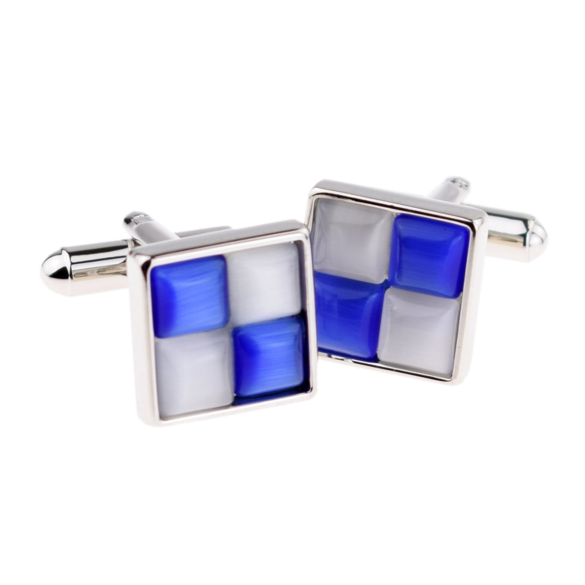 Blue & White Squares Classic Cufflinks | Ashton and Finch