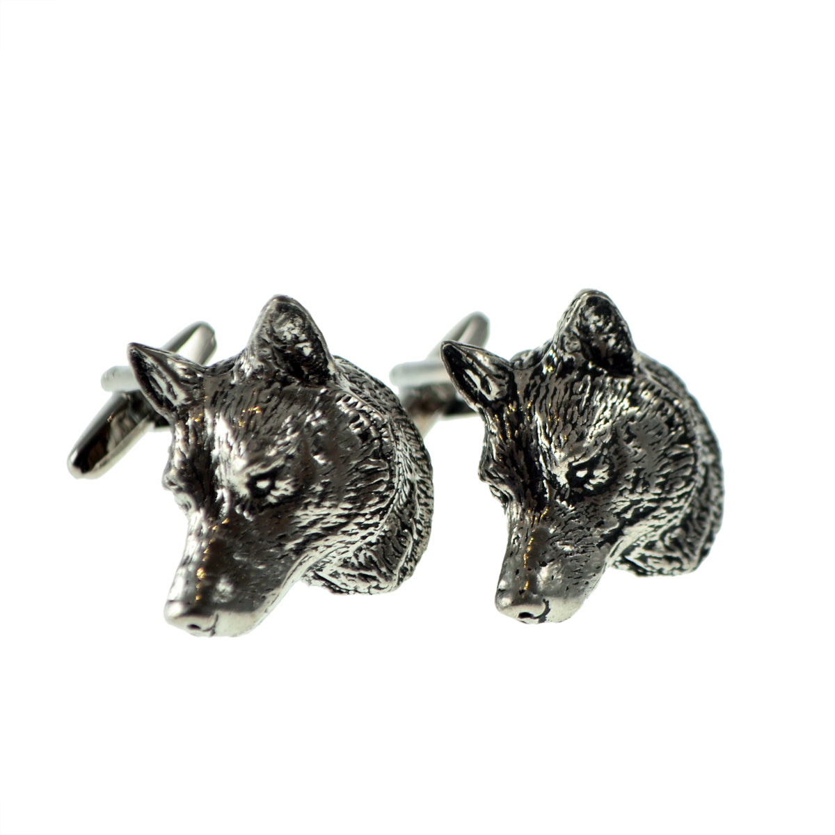 English Made Wolf Head Pewter Cufflinks | Ashton and Finch