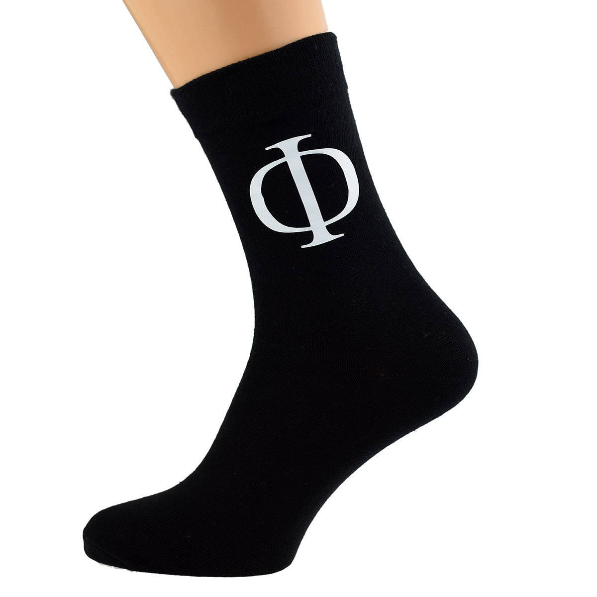 Phi Greek Letter Design Mens Black Socks| Ashton and Finch