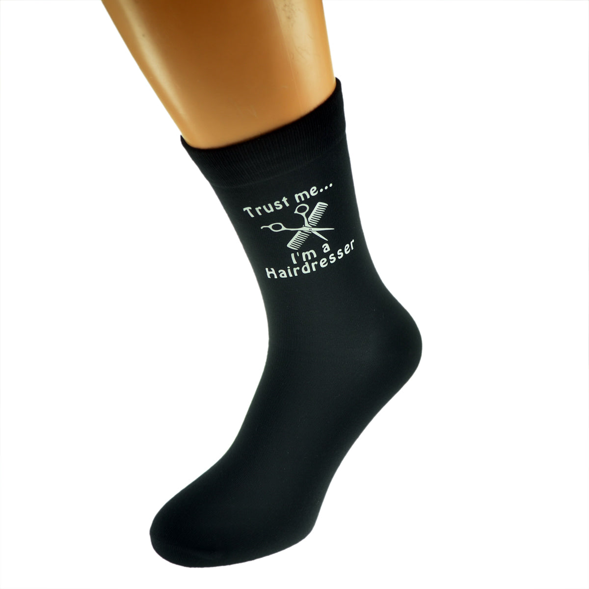 Trust Me I’m A Hairdresser Mens Black Socks With Image Design| Ashton and Finch