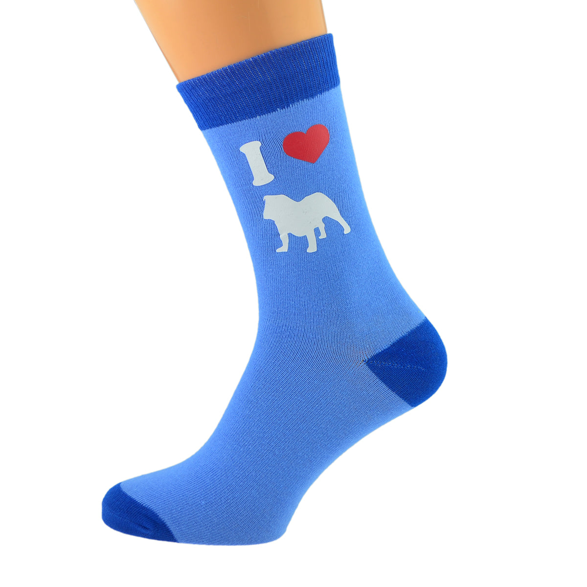 Two Tone Blue Unisex Socks I Love Bulldogs Dog Design| Ashton and Finch