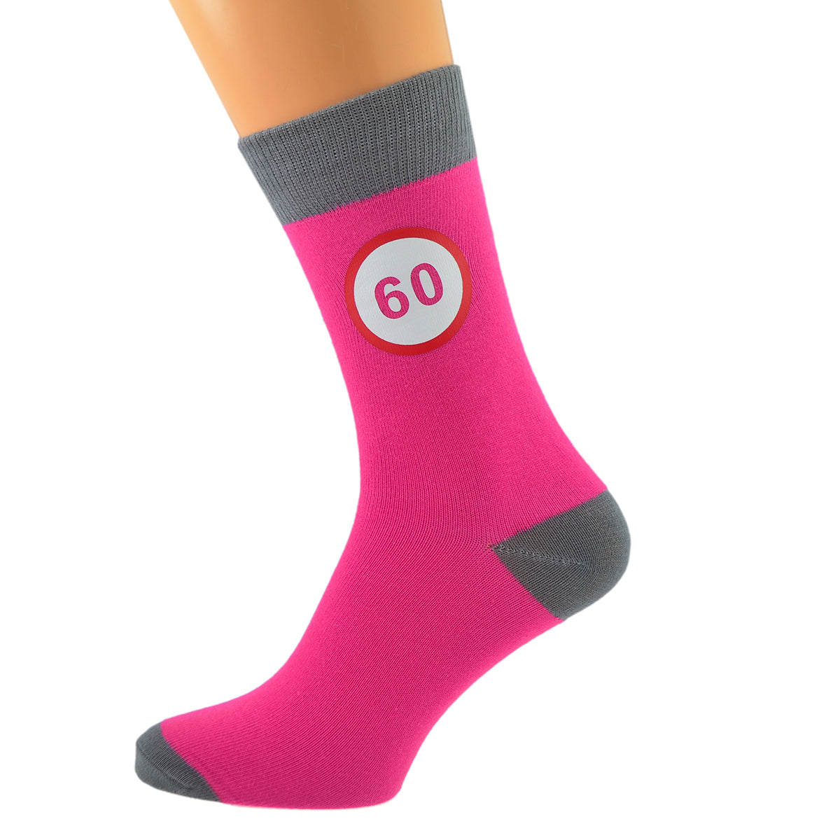 Hot Pink Grey Unisex Socks Road Sign 60th Birthday Or Anniversary| Ashton and Finch
