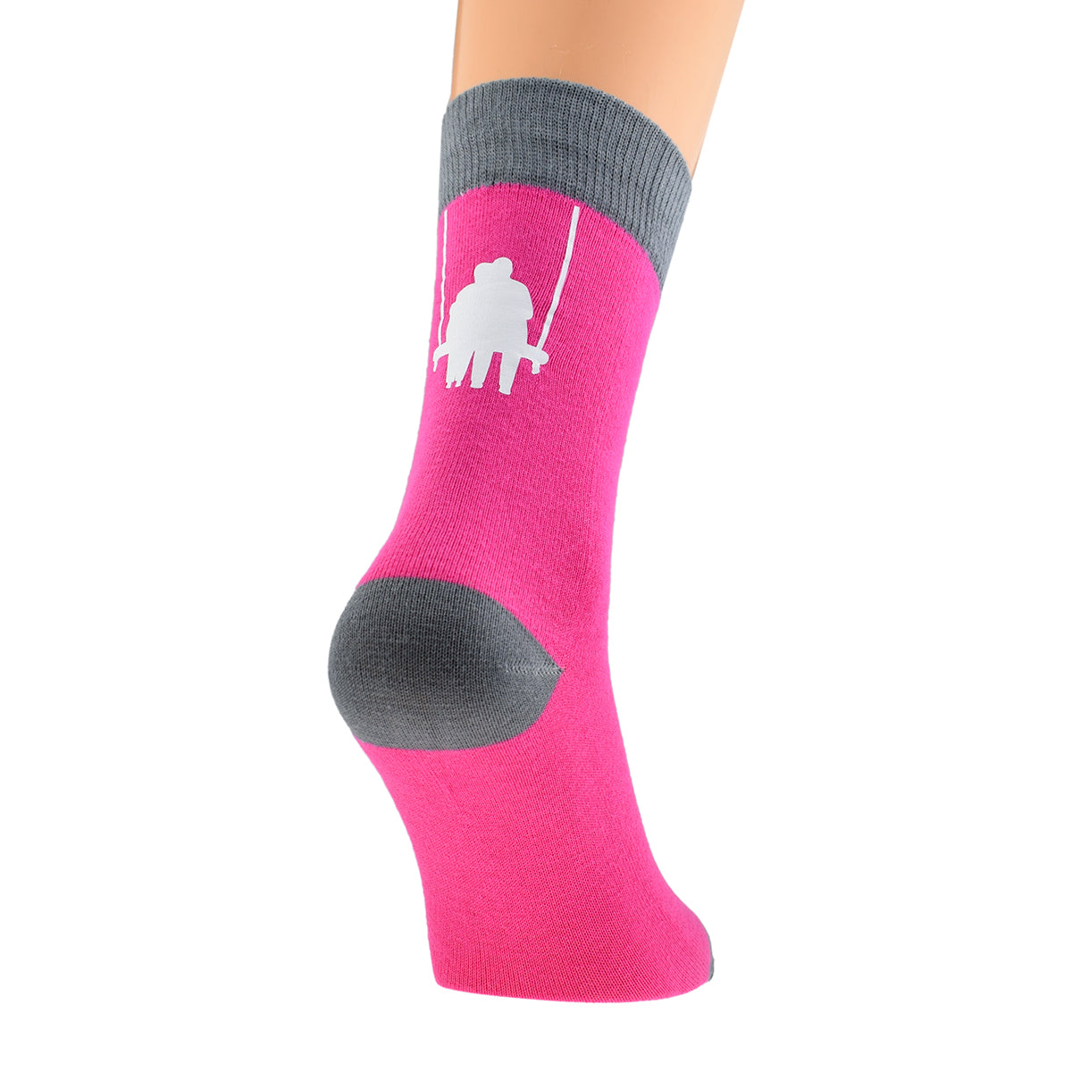 Two Tone Pink Grey Romantic Couple On Swing Design Unisex Socks| Ashton and Finch