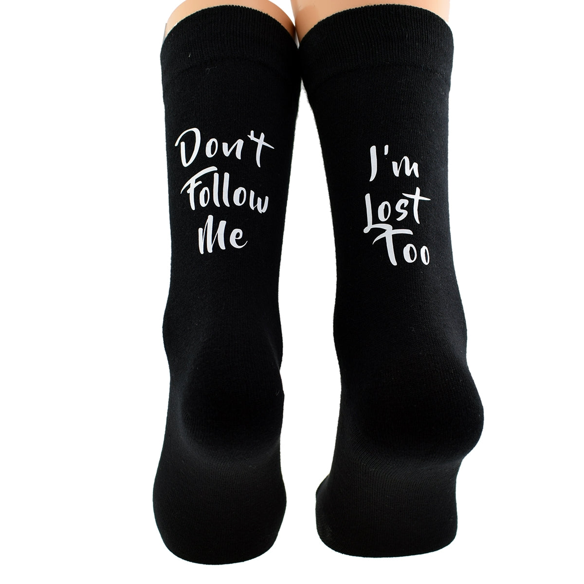 Don’t Follow Me I’m Lost Too Mens Black Socks| Ashton and Finch