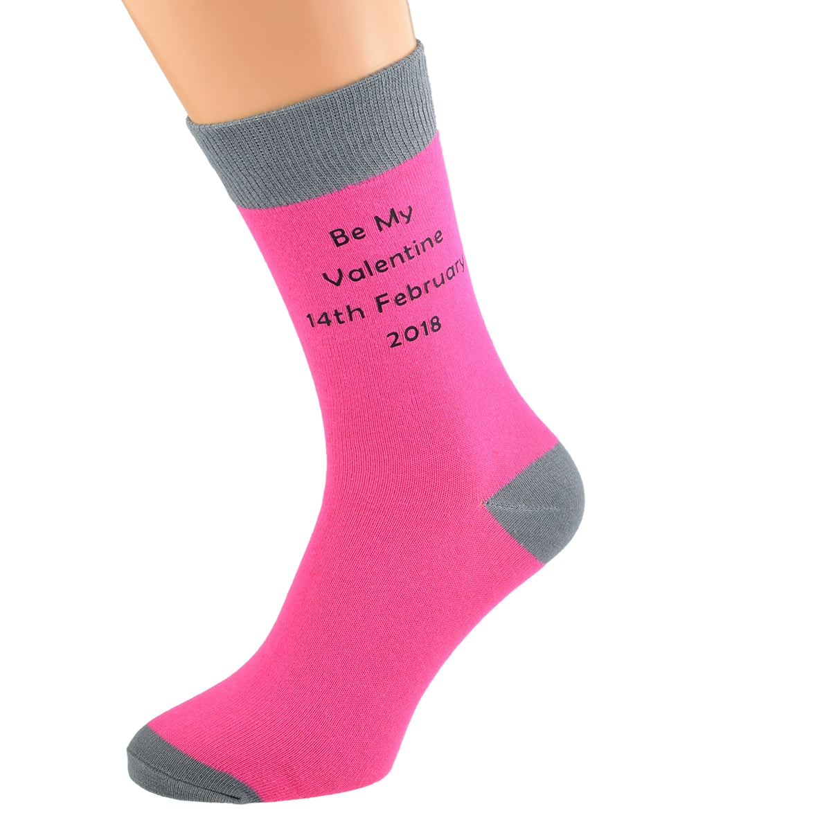 Unisex Hot Pink Grey Be My Valentine Dated Socks| Ashton and Finch