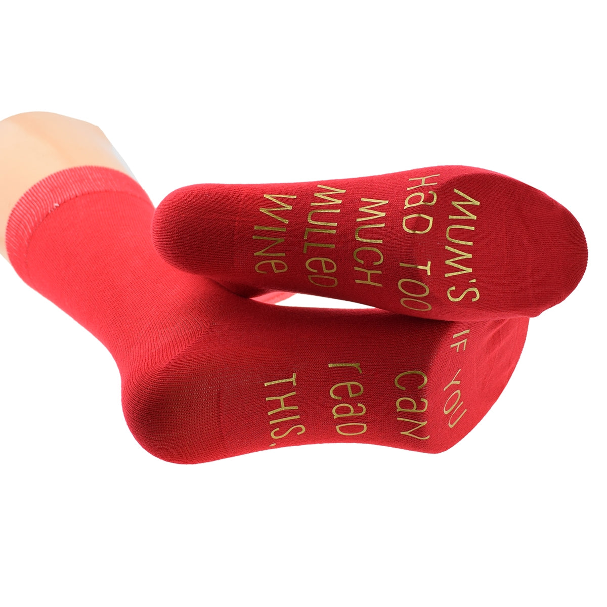 Funny If You Can Read This Mum’s Had Too Much Mulled Wine Ladies Red Socks| Ashton and Finch