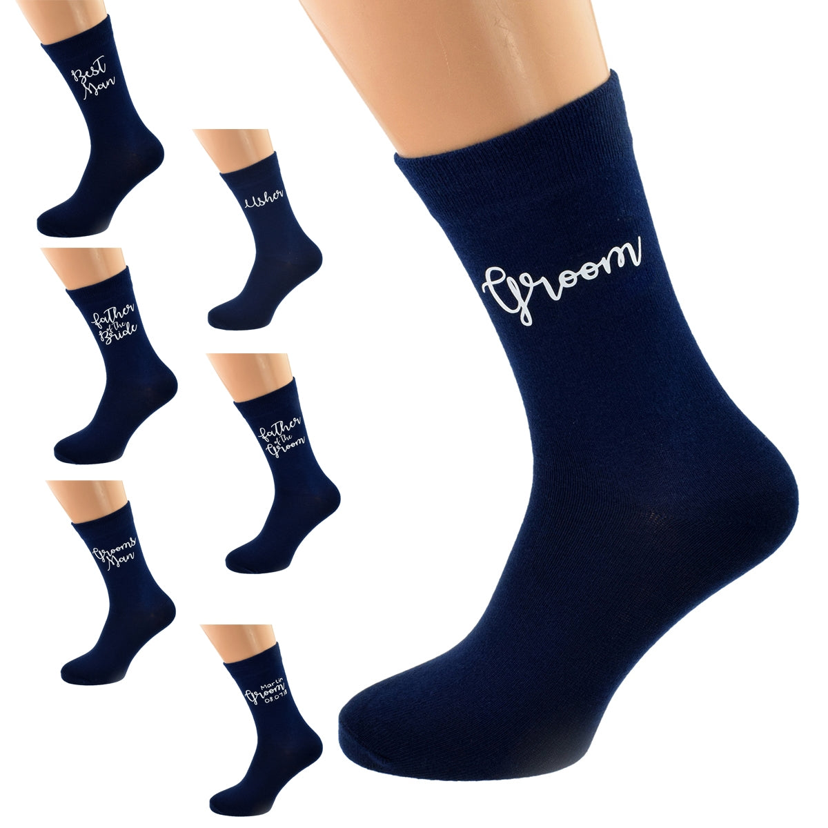 Navy Blue Wedding Socks Multiple Titles Available| Ashton and Finch
