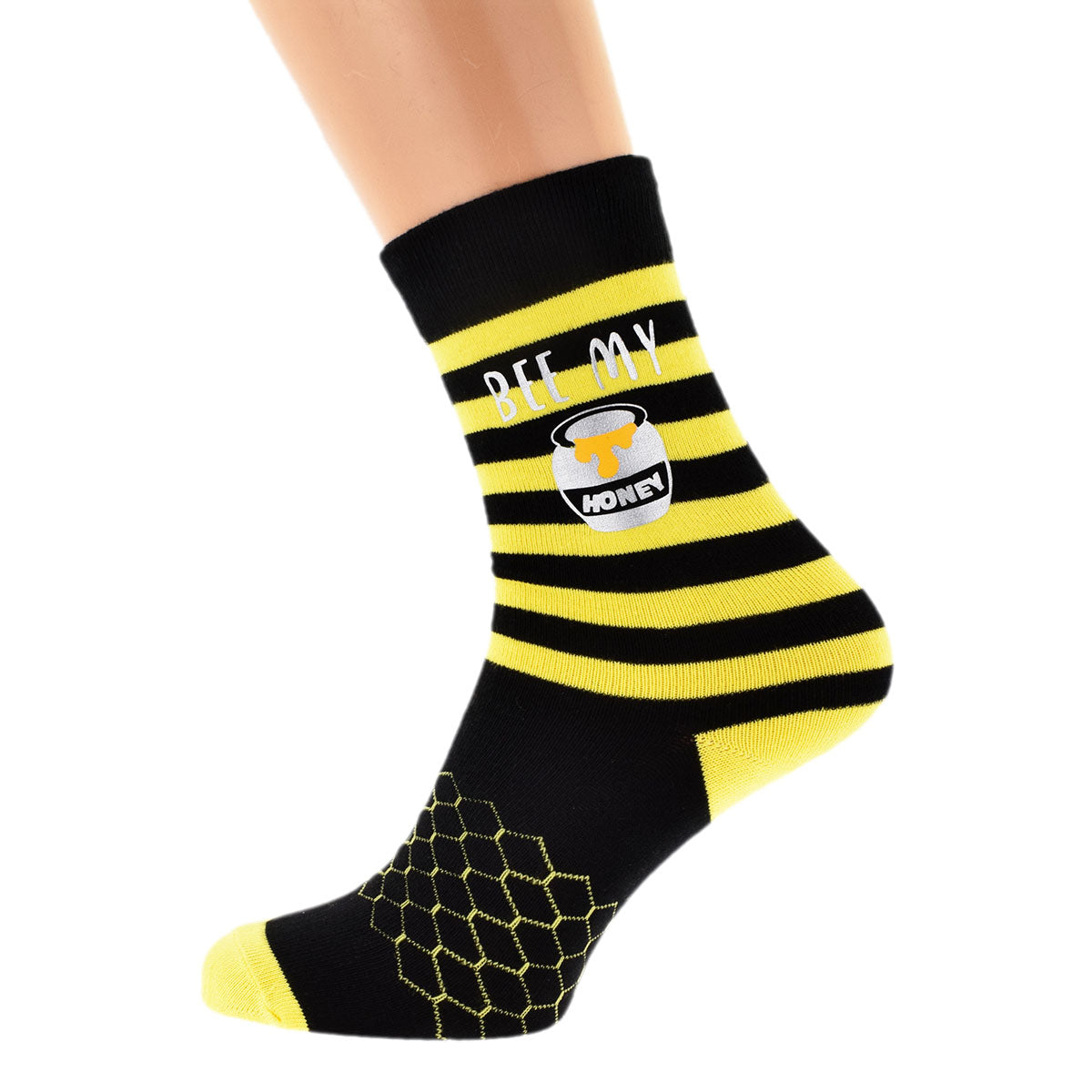 Bee My Honey Fun Honeycomb Bee Striped Unisex Socks| Ashton and Finch