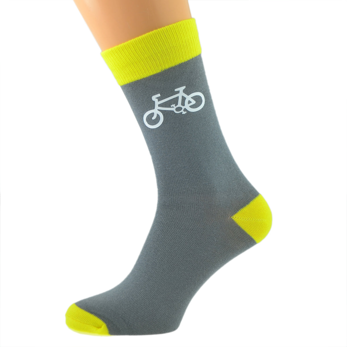 Grey Yellow Bike Design Mens Socks| Ashton and Finch
