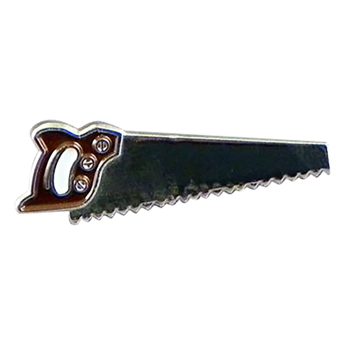 Wood Saw Carpenters Handyman Tool Metal Enamel Lapel Pin Badge