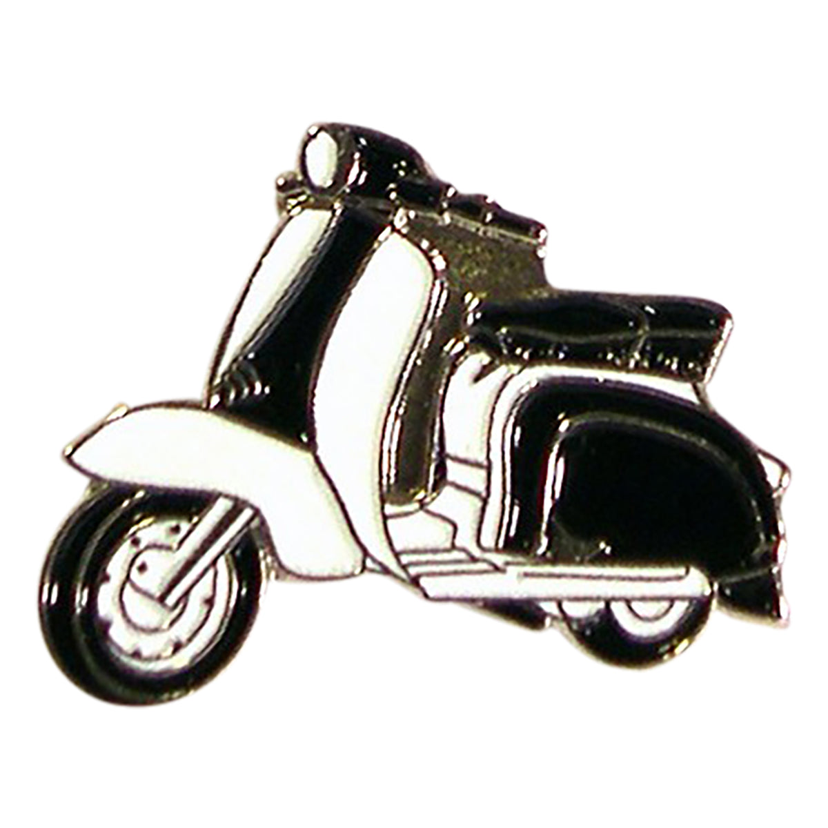 MODS Scooter in Black & White Metal Enamel Lapel Pin Badge