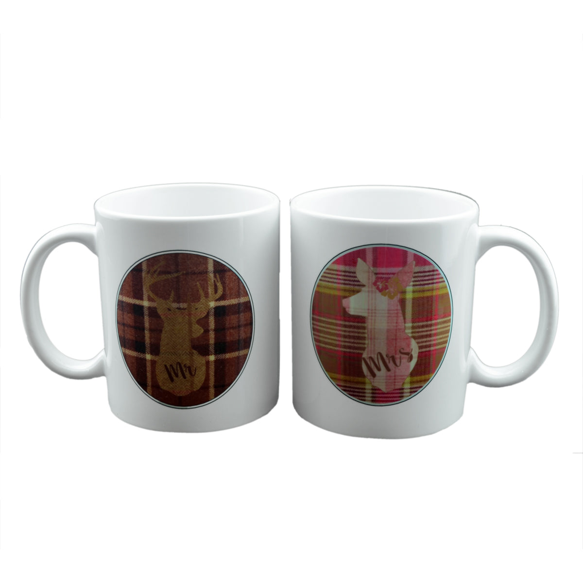 Wedding Mug Set – Mr and Mrs Tartan Stags Cups | Ashton and Finch