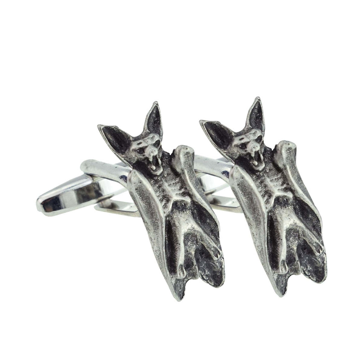 English Made Pewter Bat with Closed Wings Cufflinks | Ashton and Finch