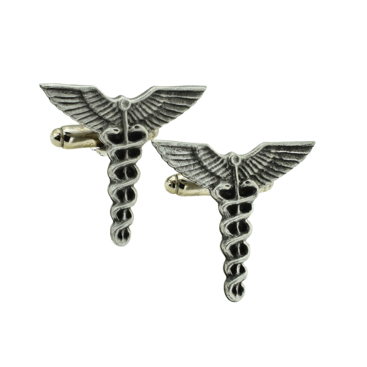 Caduceus Medical Symbol Englsih Made Pewter Cufflinks | Ashton and Finch