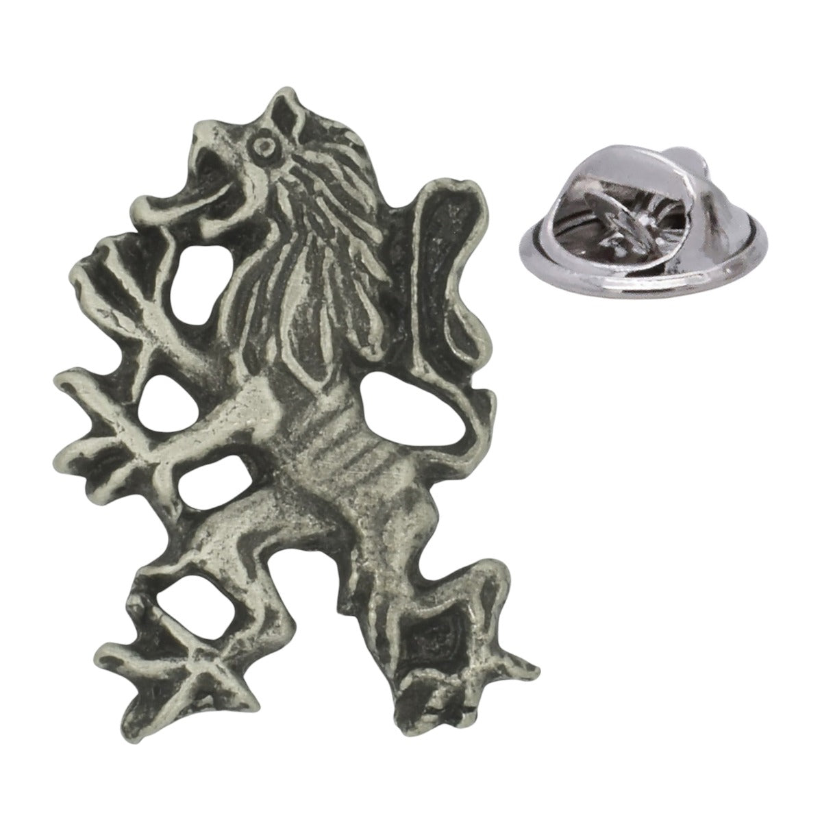 Rampant Lion English Made Pewter Lapel Pin Badge