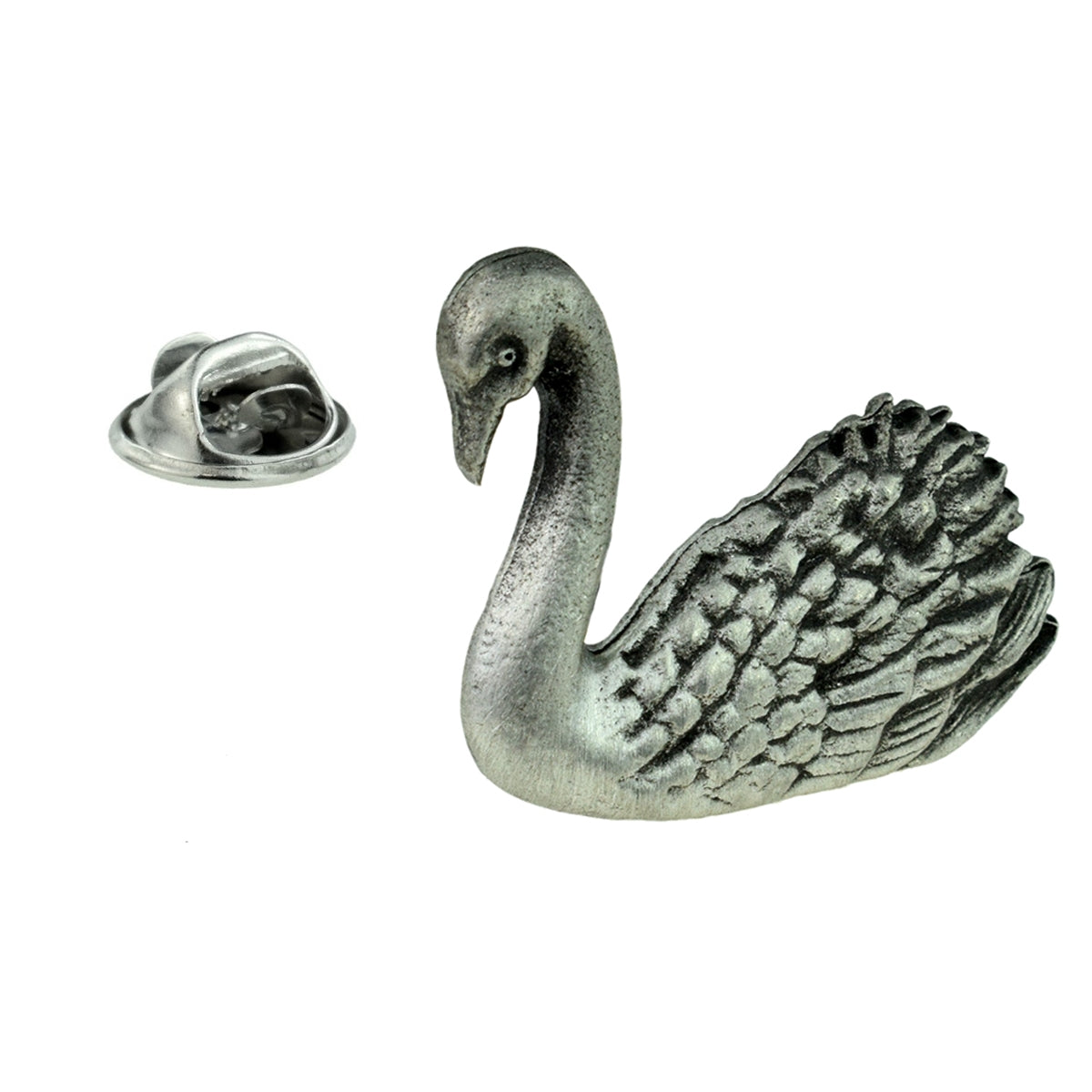 Swan Bird English Made Pewter Lapel Pin Badge