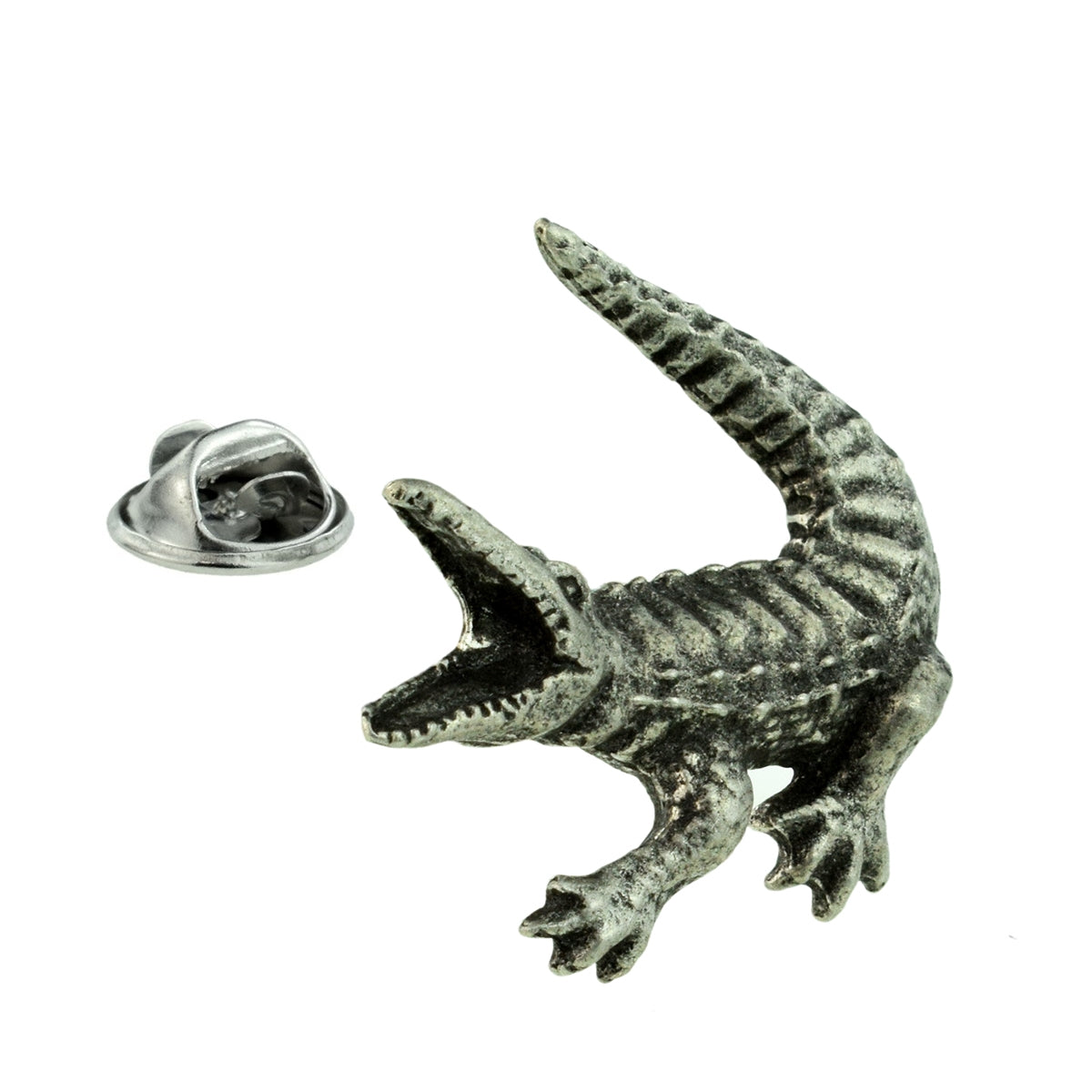 Crocodile English Made Pewter Lapel Pin Badge