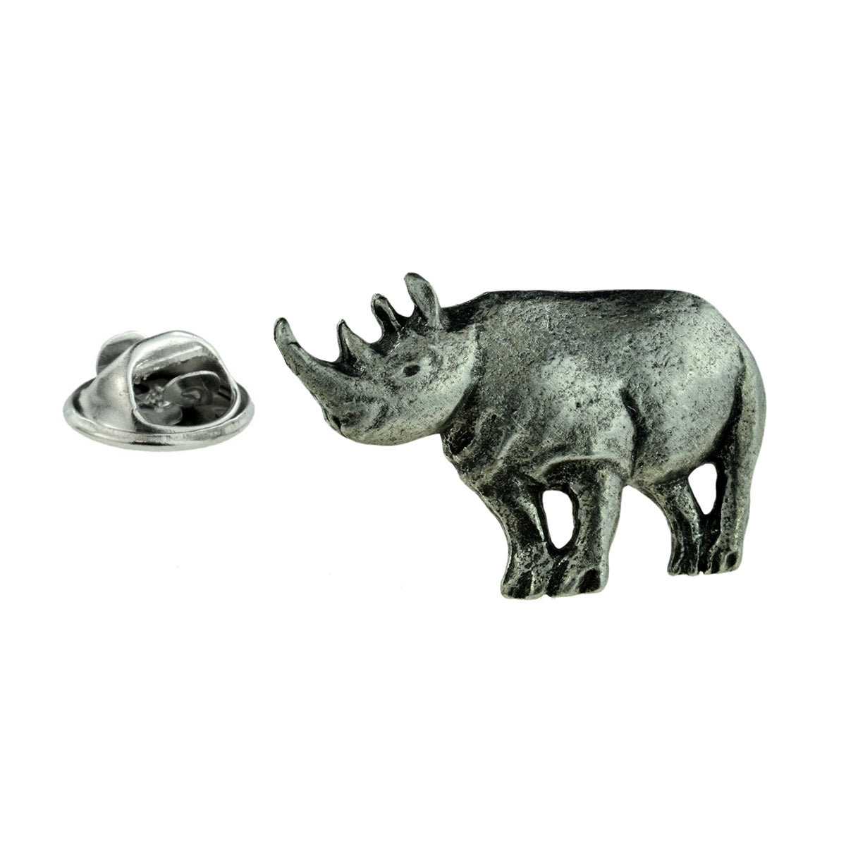 Rhinoceros Rhino English Made Pewter Lapel Pin Badge