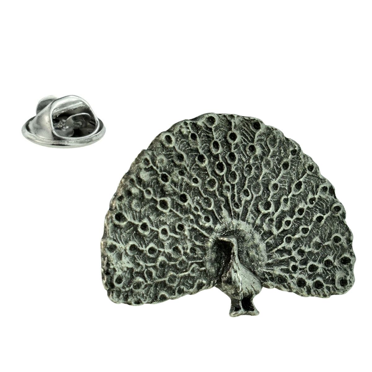 Peacock Bird English Made Pewter Lapel Pin Badge