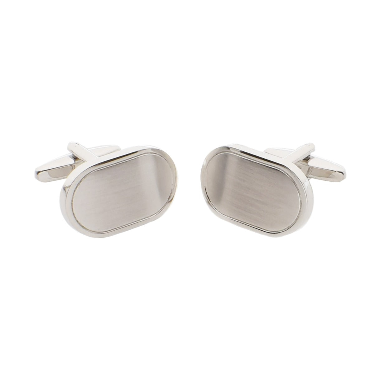 Rectangular Silver Brushed Cufflinks (22mm x 14mm engravable) | Ashton and Finch