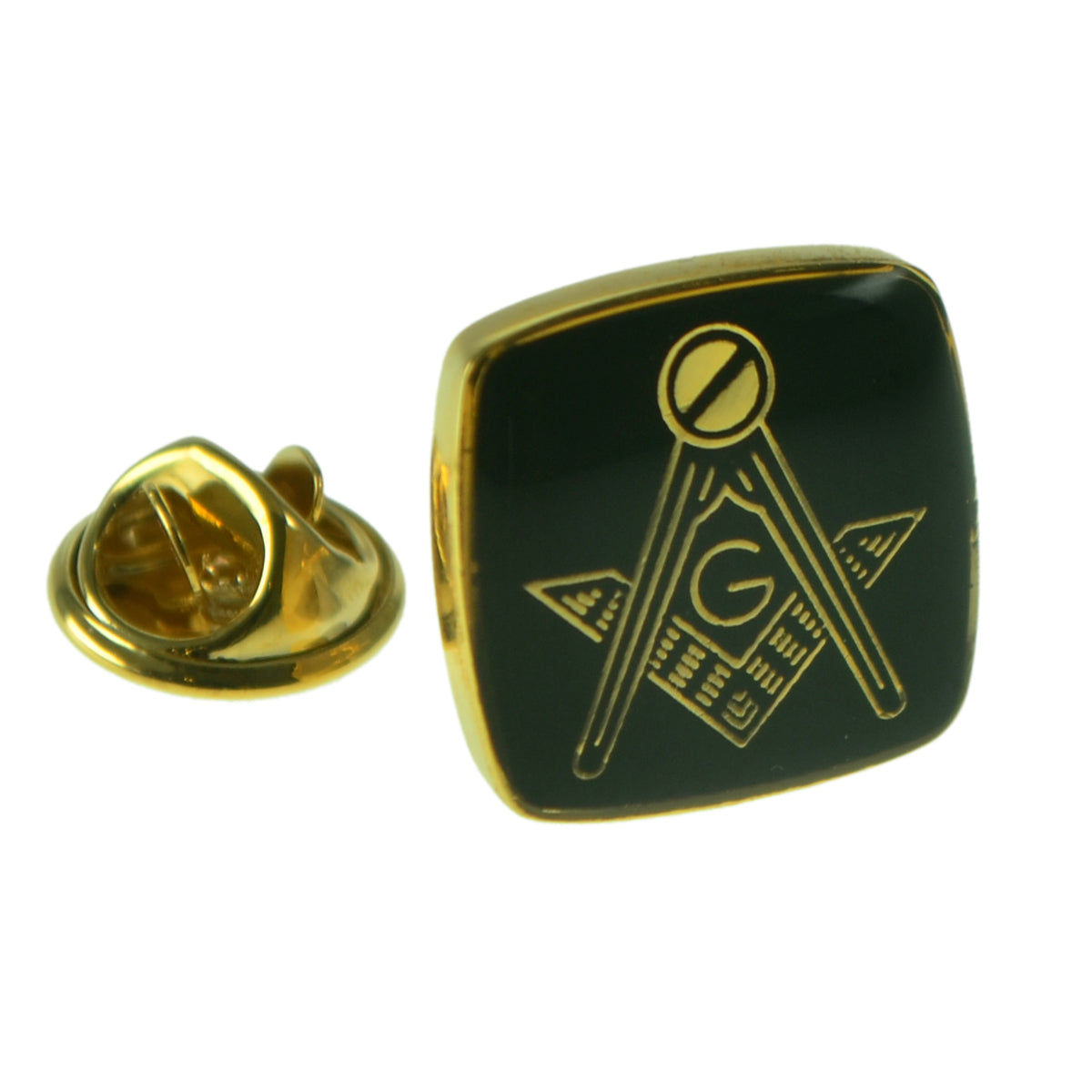 Gold Plated & Black Masonic with G Lapel Pin Badge