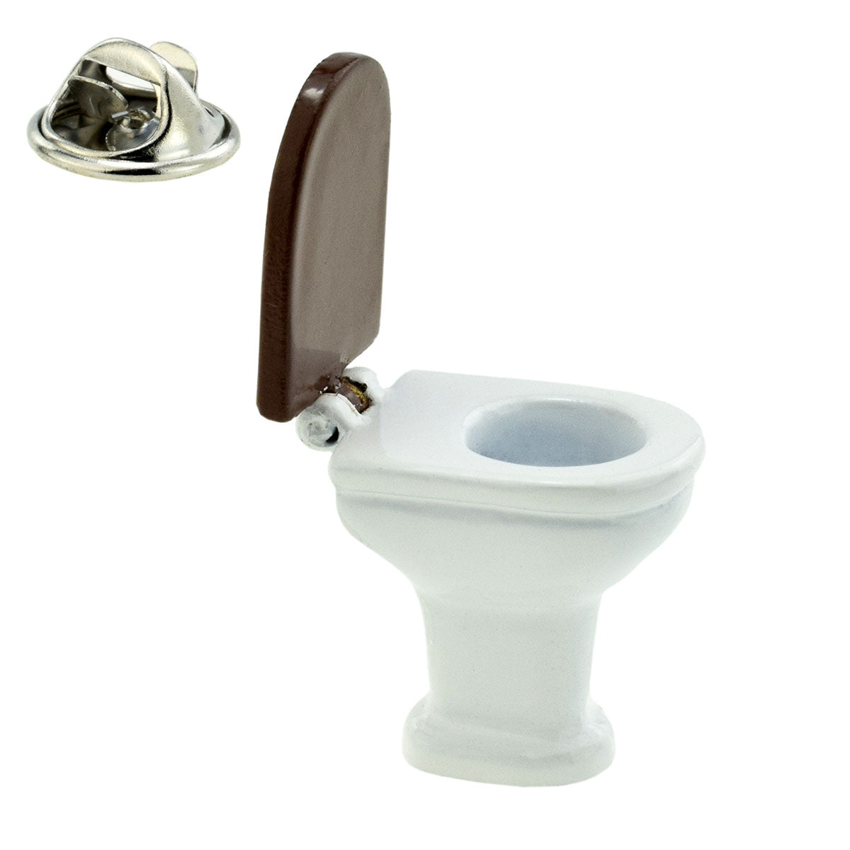 Fun Toilet with Hinged Lid Lapel Pin Badge