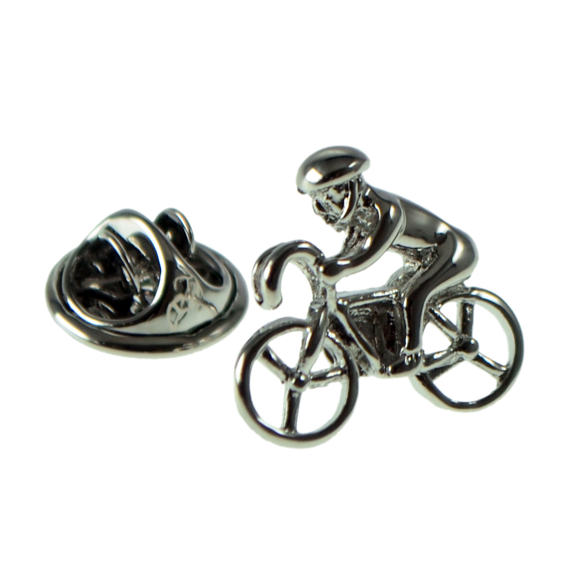 Cyclist on Bke Lapel Pin Badge