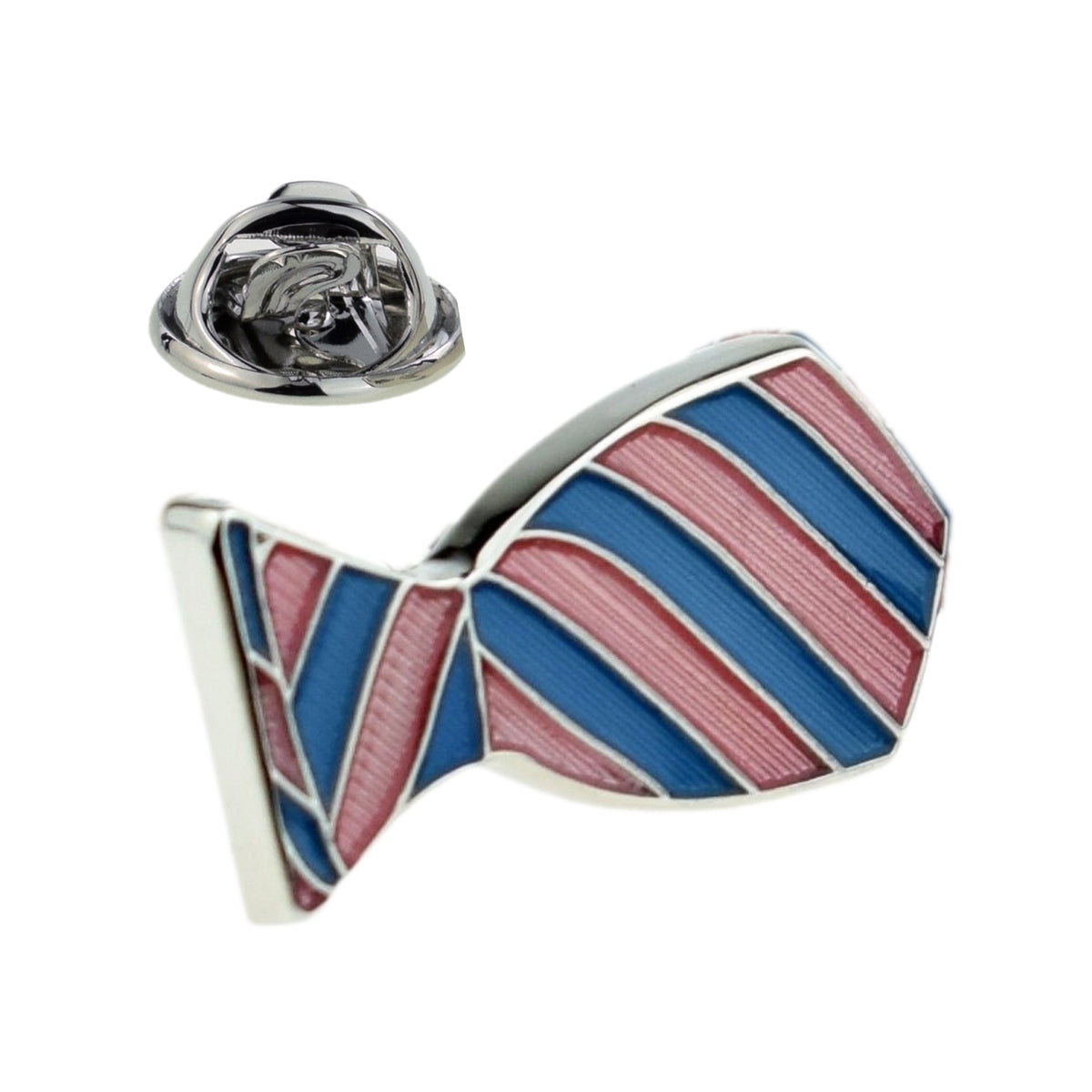 Pink & Blue Tie Design Lapel Pin Badge