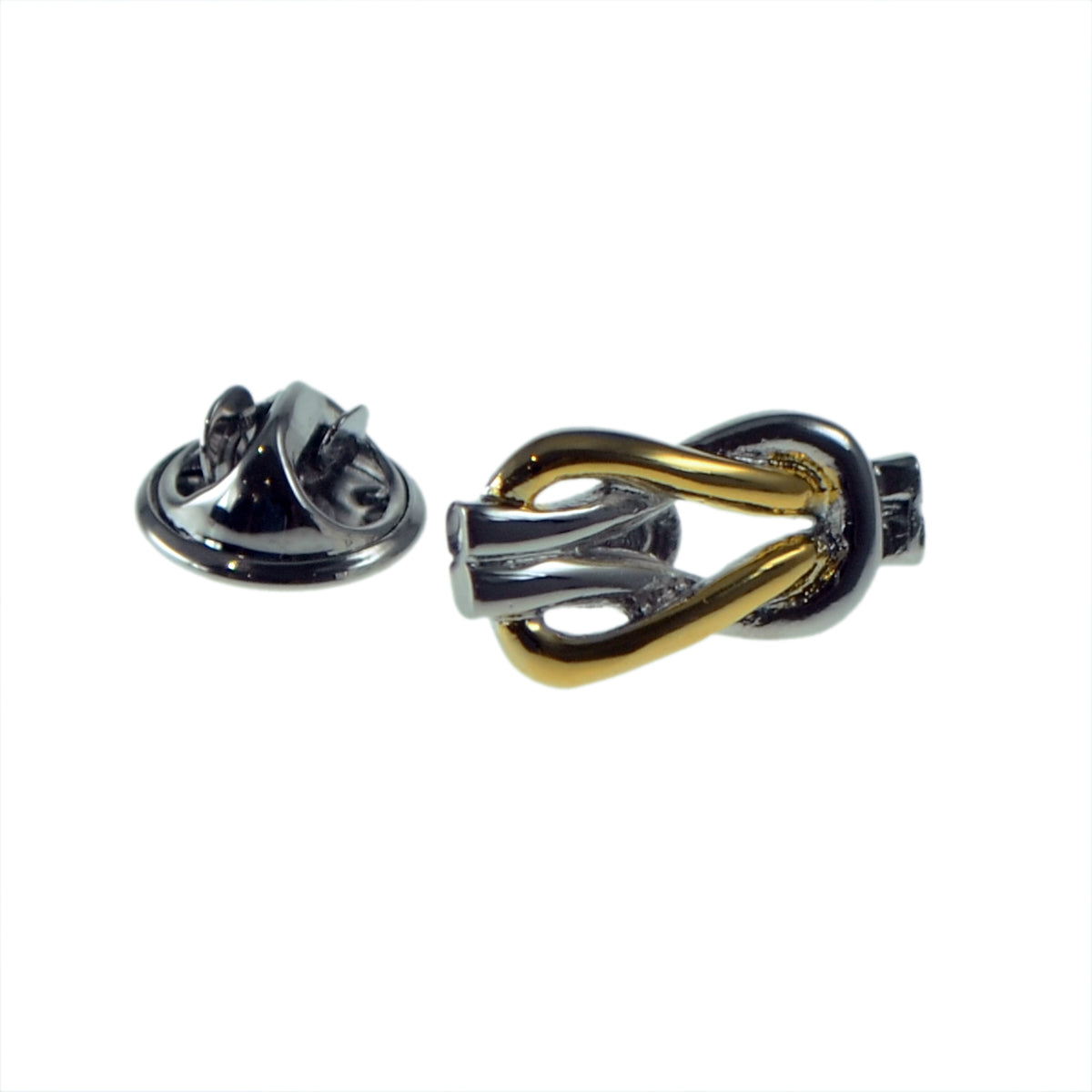 Two Tone Gold & Silver Reef Knot Lapel Pin Badge
