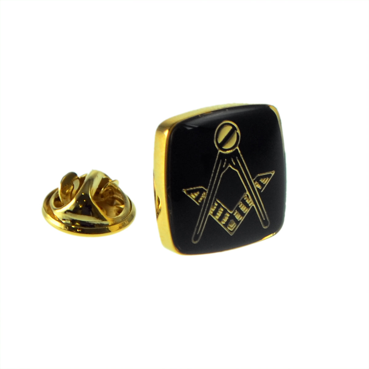 Gold Plated & Black Masonic Lapel Pin Badge