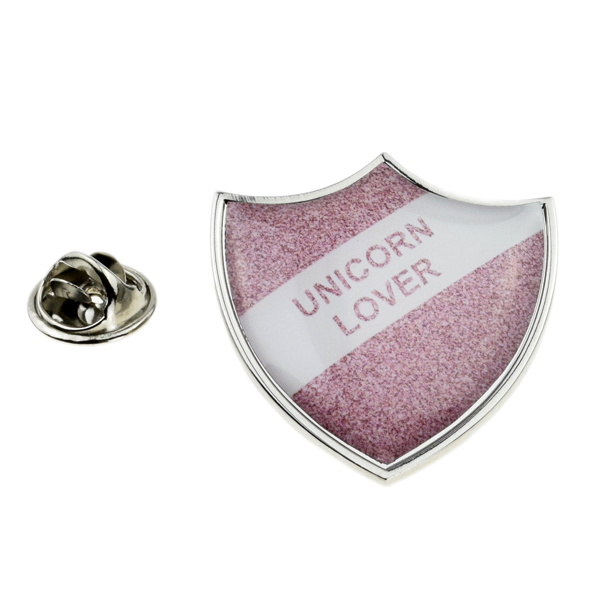 Sparkly Unicorn Lover Pink Shield School Badge