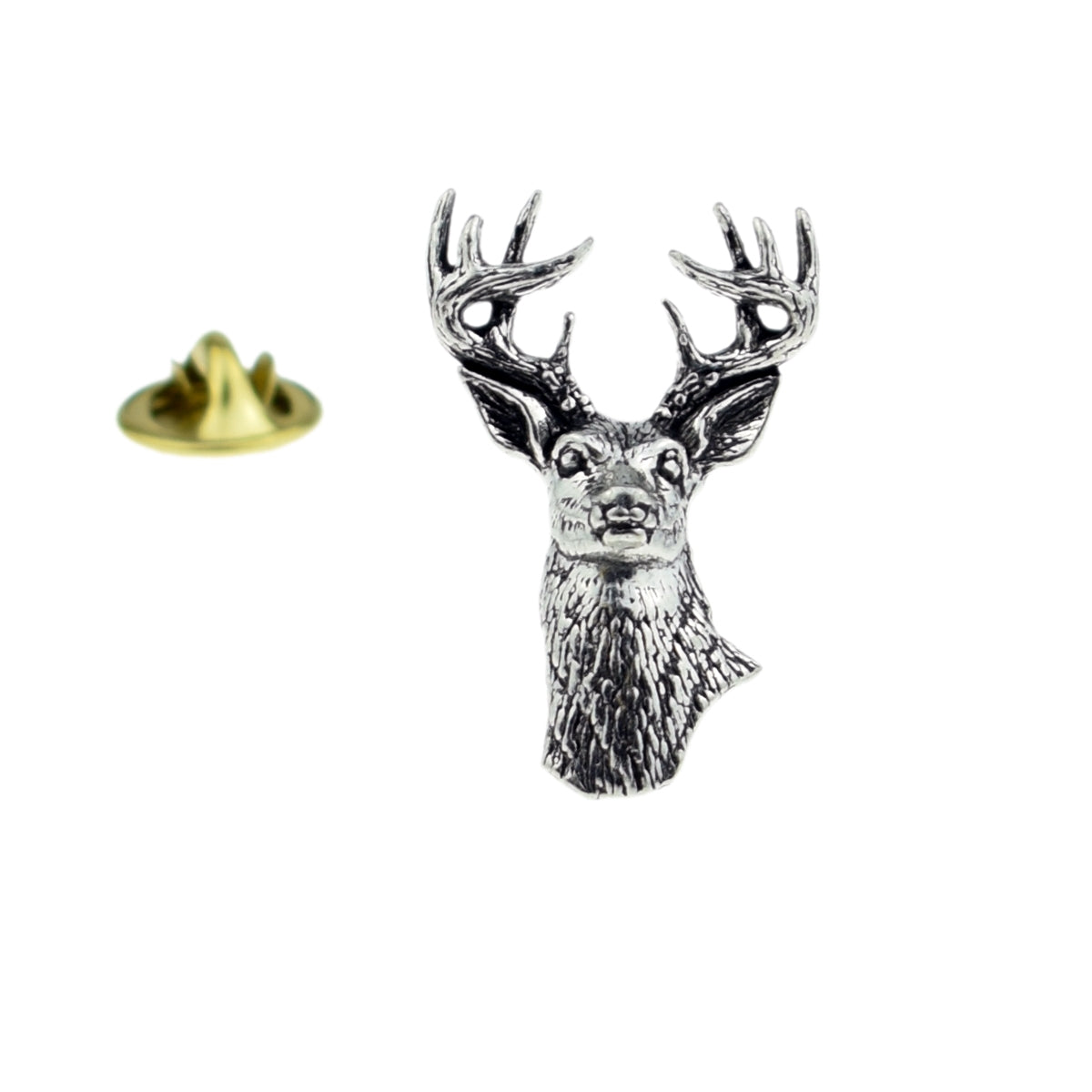 White Tailed Deer English Pewter Lapel Pin Badge